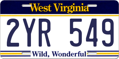 WV license plate 2YR549