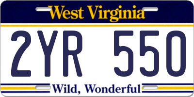 WV license plate 2YR550
