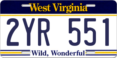 WV license plate 2YR551