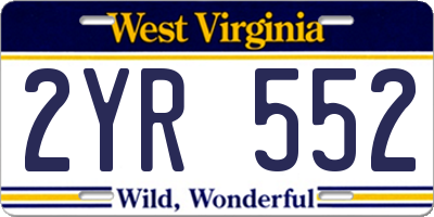 WV license plate 2YR552