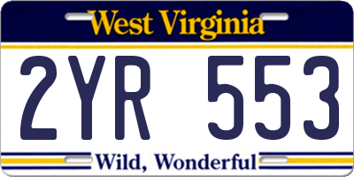 WV license plate 2YR553