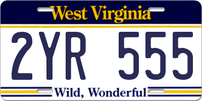 WV license plate 2YR555
