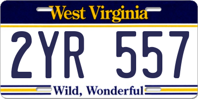 WV license plate 2YR557