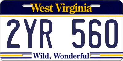 WV license plate 2YR560