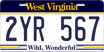 WV license plate 2YR567