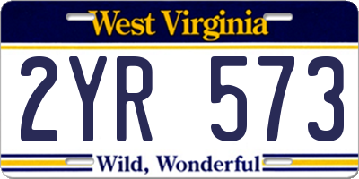WV license plate 2YR573