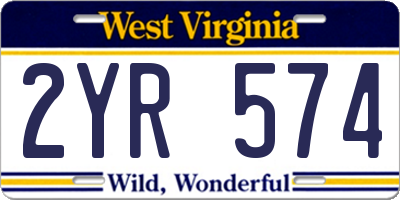 WV license plate 2YR574