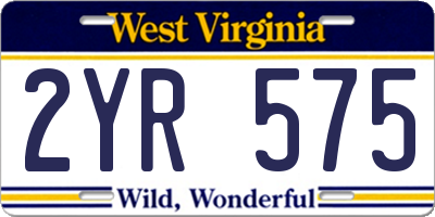 WV license plate 2YR575