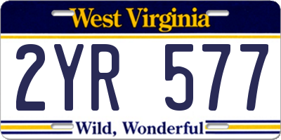 WV license plate 2YR577