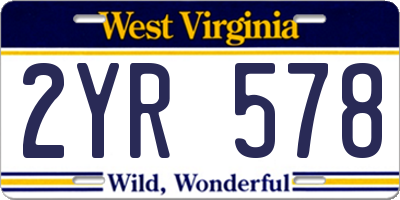 WV license plate 2YR578