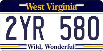 WV license plate 2YR580