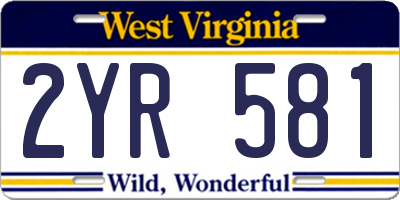 WV license plate 2YR581