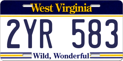 WV license plate 2YR583