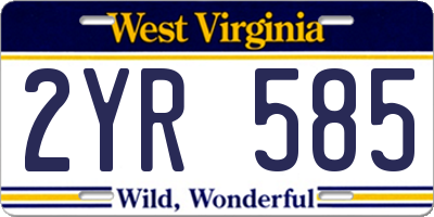 WV license plate 2YR585