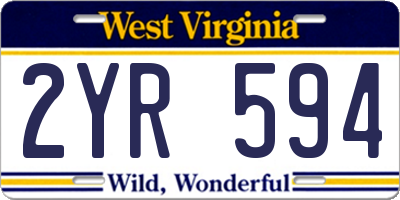 WV license plate 2YR594