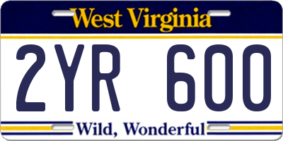 WV license plate 2YR600