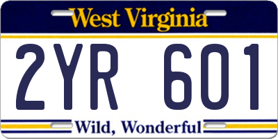 WV license plate 2YR601