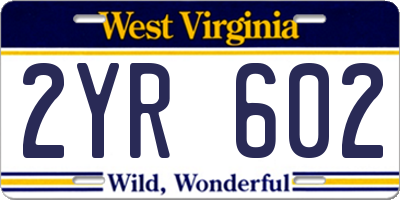 WV license plate 2YR602