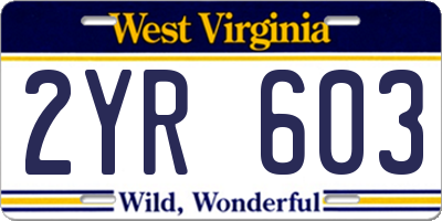 WV license plate 2YR603