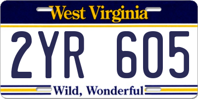 WV license plate 2YR605