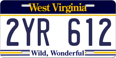 WV license plate 2YR612