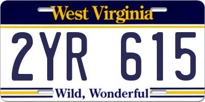 WV license plate 2YR615