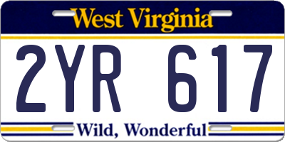 WV license plate 2YR617