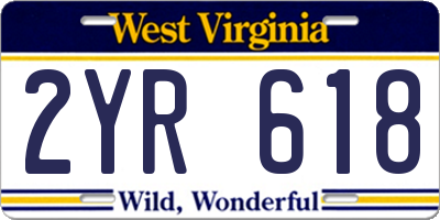WV license plate 2YR618
