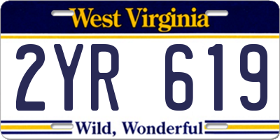 WV license plate 2YR619