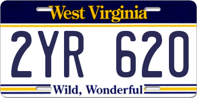 WV license plate 2YR620