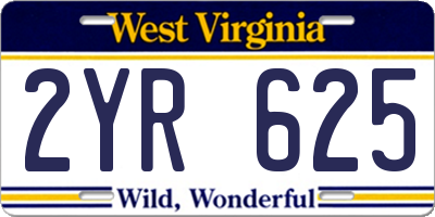 WV license plate 2YR625