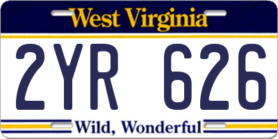 WV license plate 2YR626
