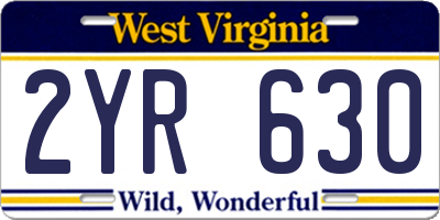 WV license plate 2YR630