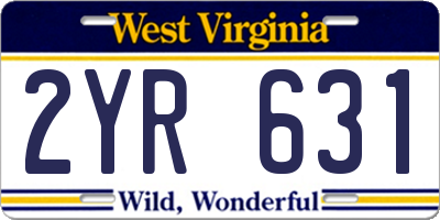 WV license plate 2YR631