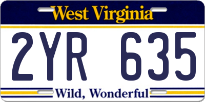 WV license plate 2YR635