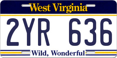 WV license plate 2YR636
