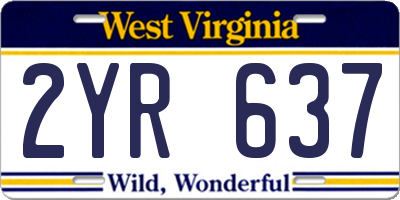 WV license plate 2YR637