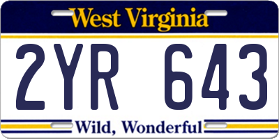 WV license plate 2YR643