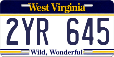 WV license plate 2YR645