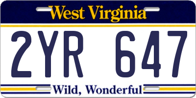 WV license plate 2YR647