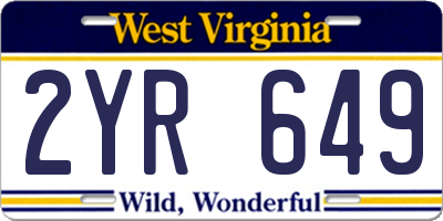 WV license plate 2YR649