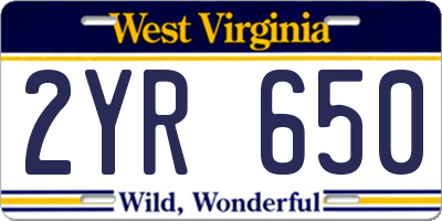 WV license plate 2YR650