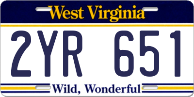WV license plate 2YR651