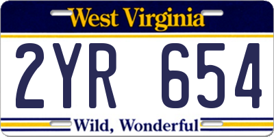 WV license plate 2YR654