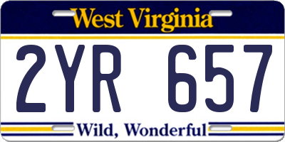 WV license plate 2YR657