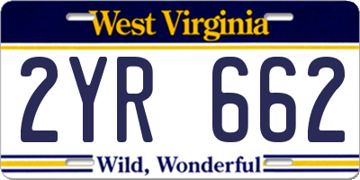 WV license plate 2YR662
