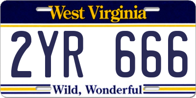 WV license plate 2YR666
