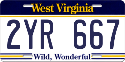 WV license plate 2YR667