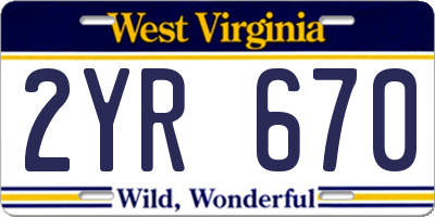 WV license plate 2YR670