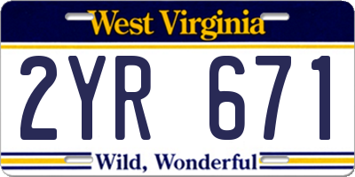 WV license plate 2YR671